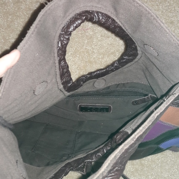 Joes jeans leather 70s retro patch satchel tote - Picture 2 of 3